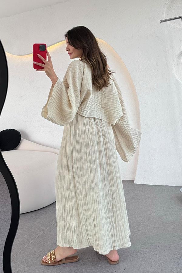 Perfidia Müslin Etekli Takım-Krem