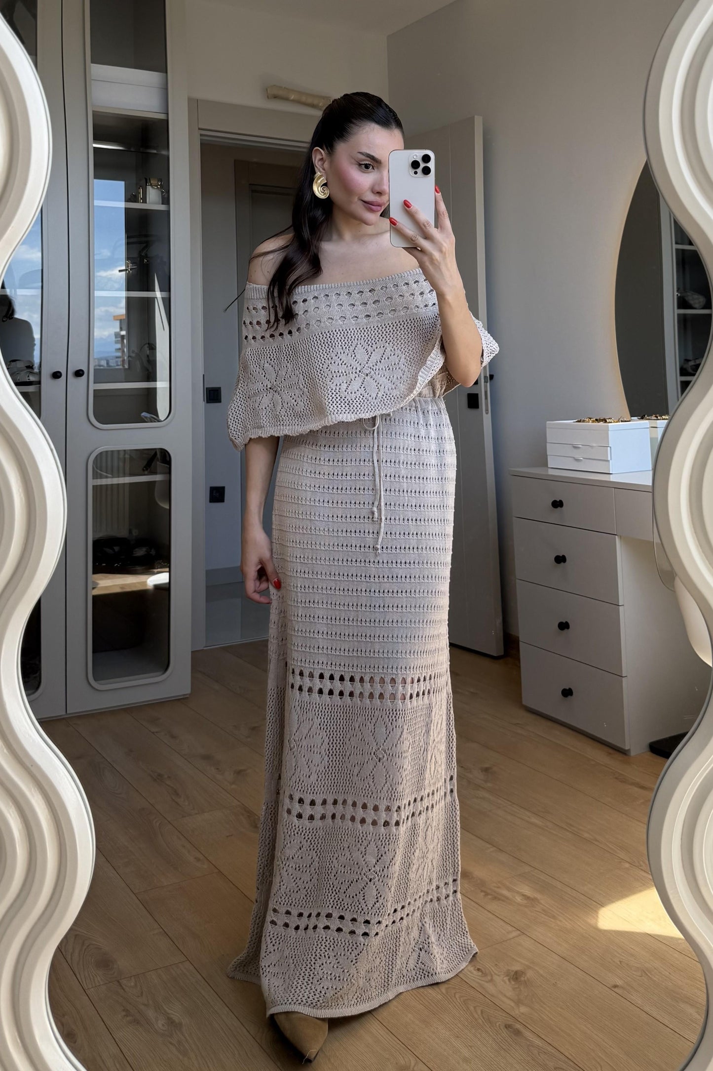 Piers Vizon Madonna Yaka Triko Elbise