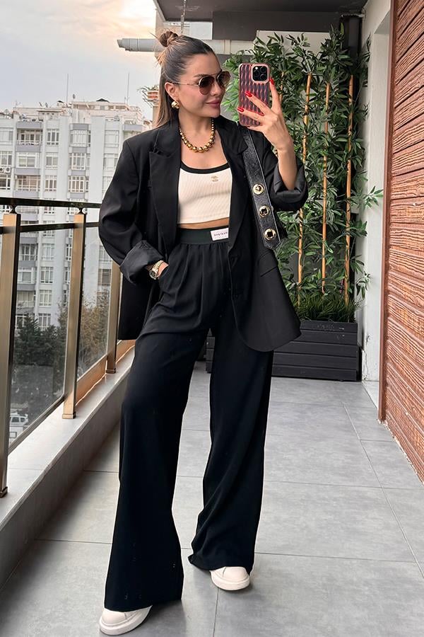 Qualıty Sırt Baskılı Blazer Ceket - Siyah