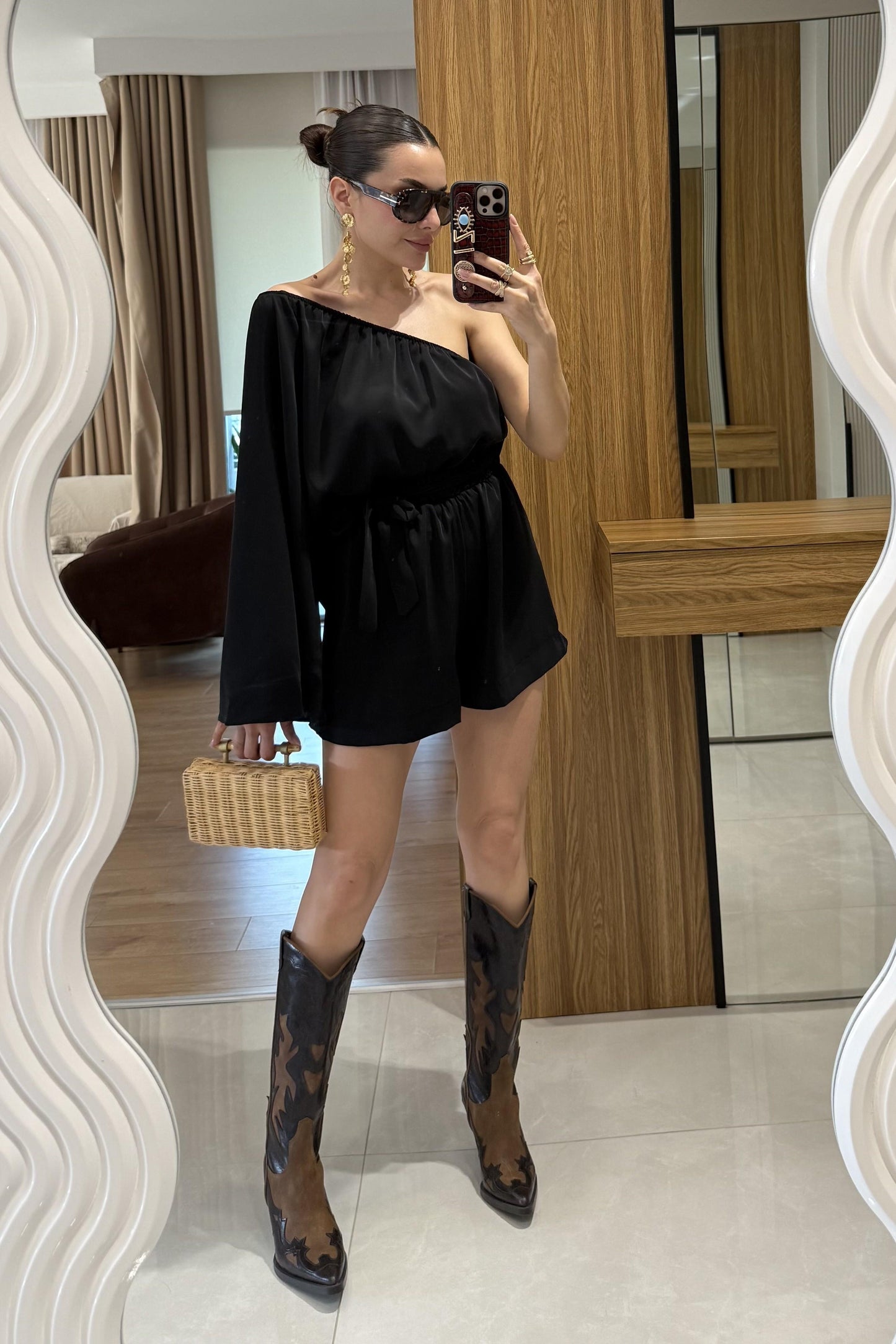 Radius Siyah İspanyol Kol Şortlu Takım