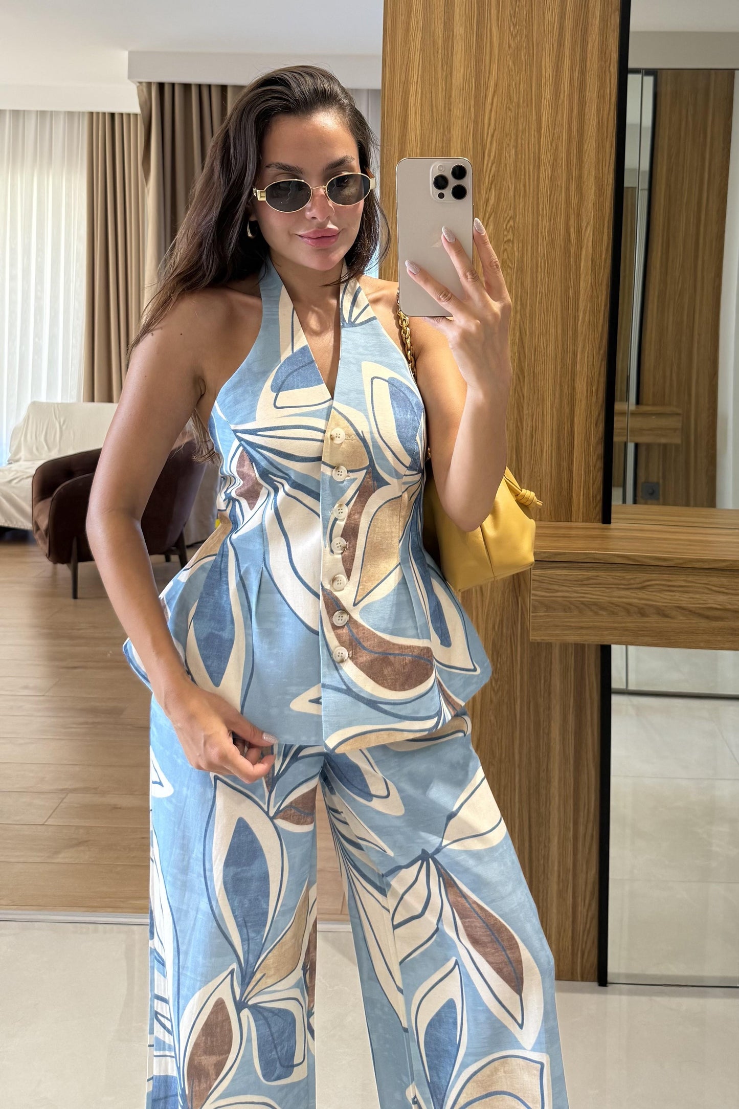 Rafael Mavi Keten Yelekli Takım