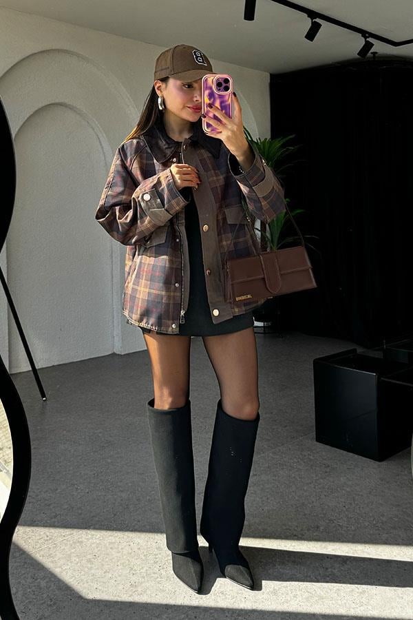 Ranc Ekose Detaylı Gabardin Ceket