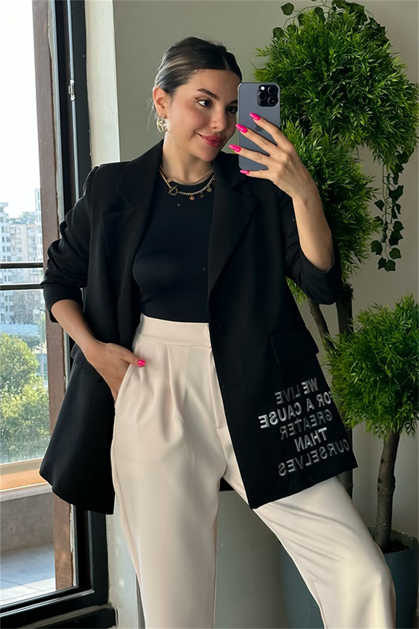 Rare nakış detaylı siyah blazer ceket