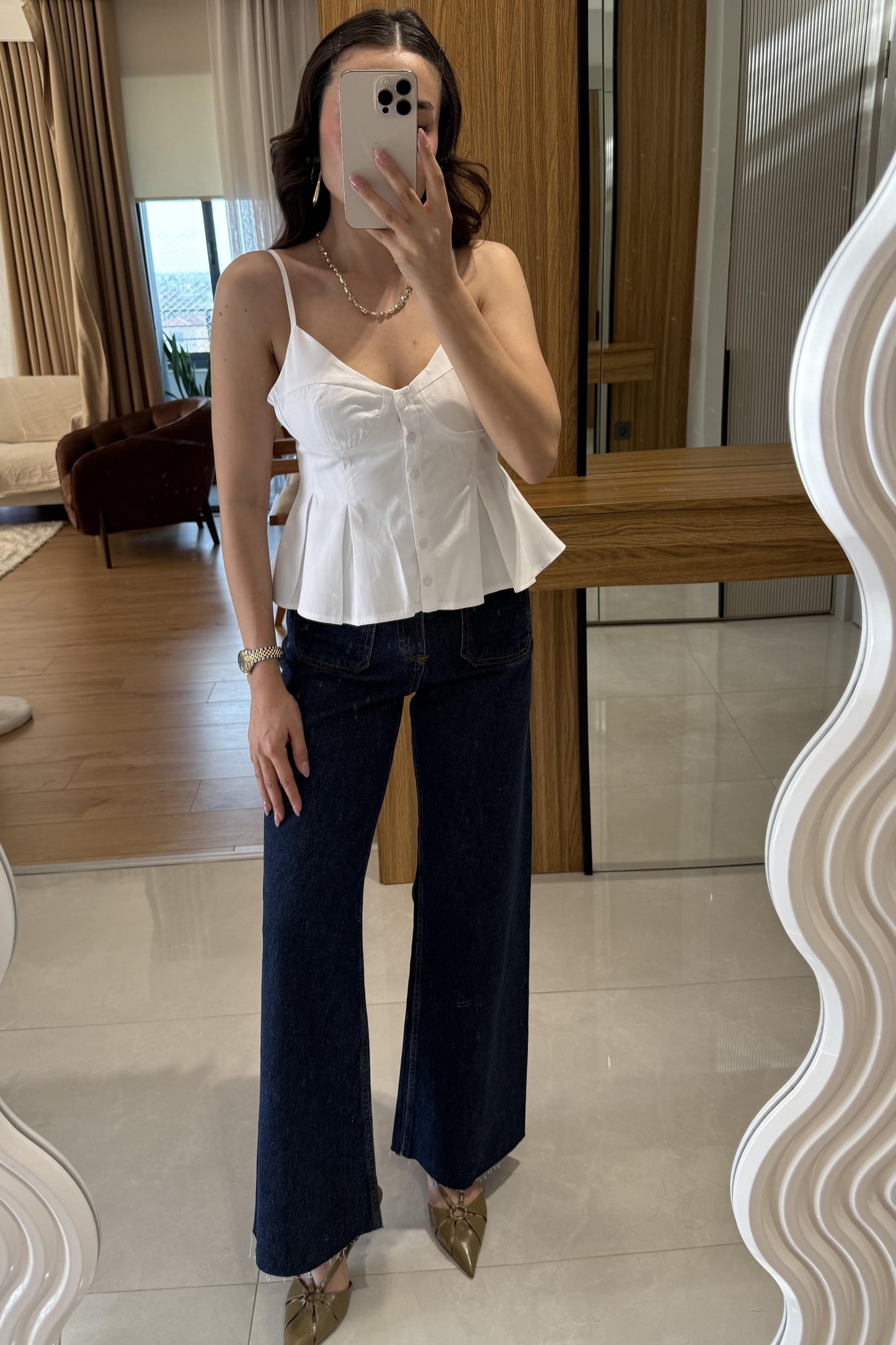 Raylin Beyaz Poplin Crop