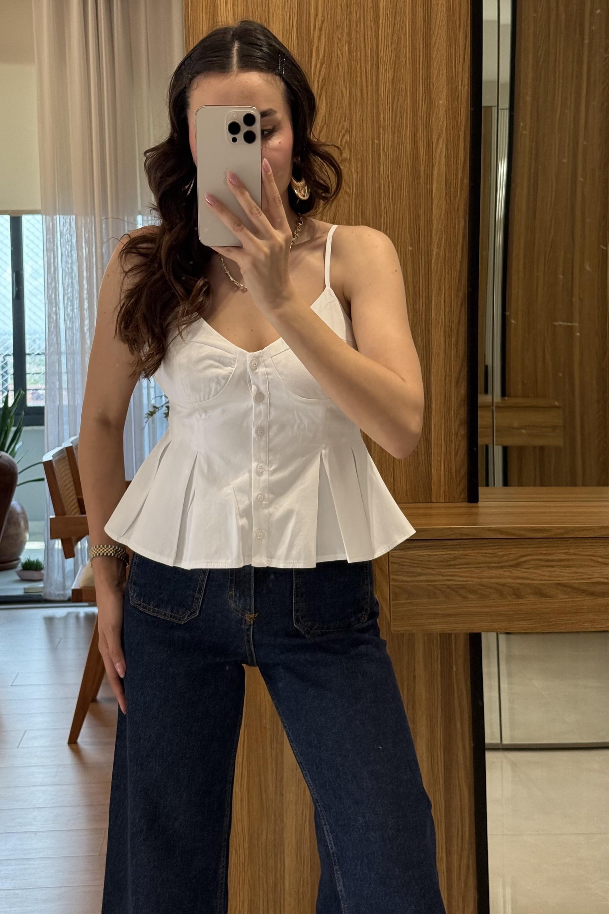 Raylin Beyaz Poplin Crop
