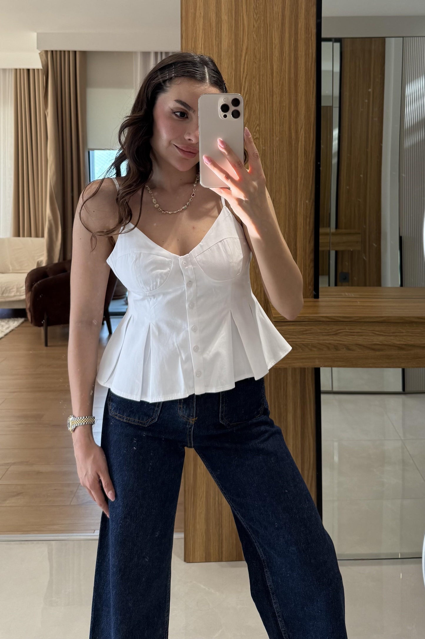 Raylin Beyaz Poplin Crop