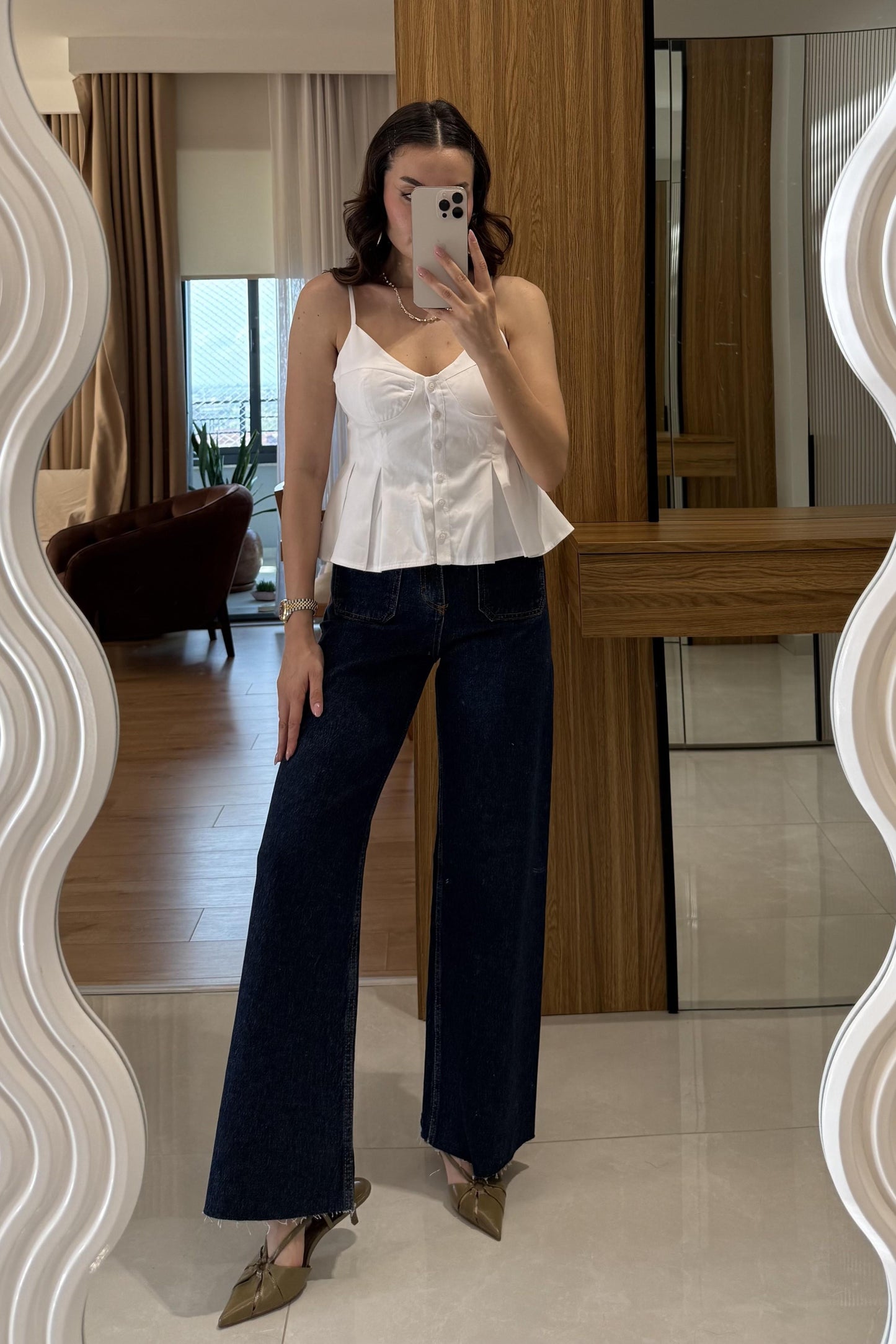 Raylin Beyaz Poplin Crop