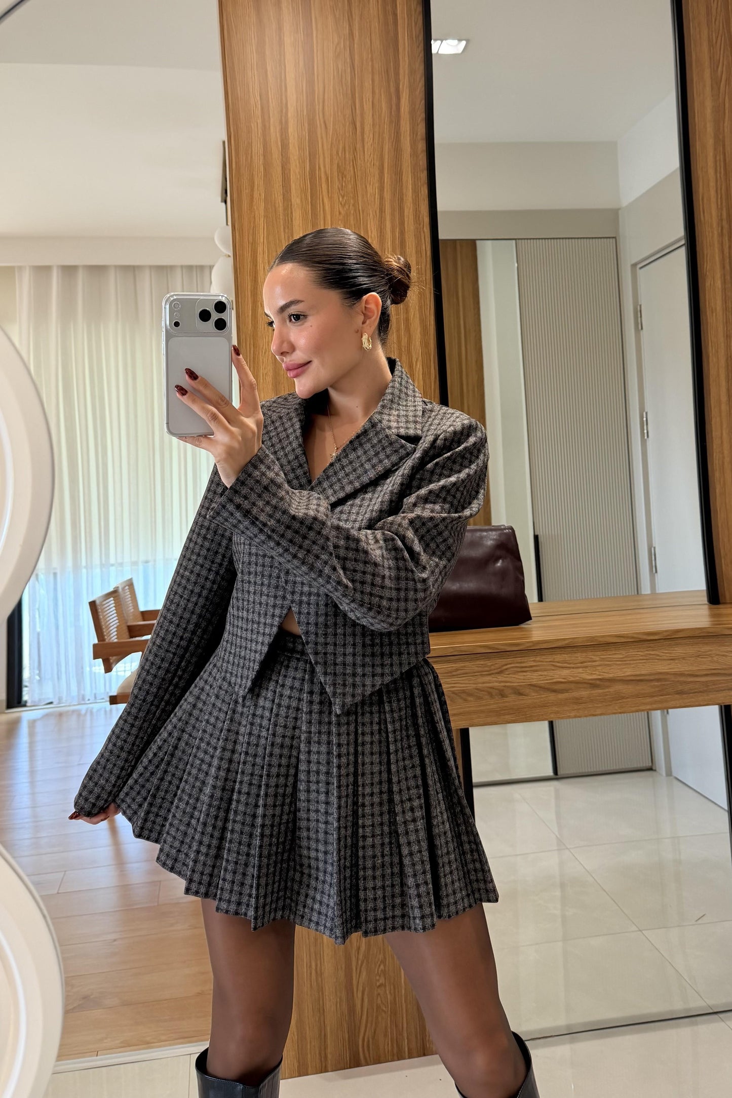 Renata Ekose Tek Düğmeli Crop Blazer Ceket