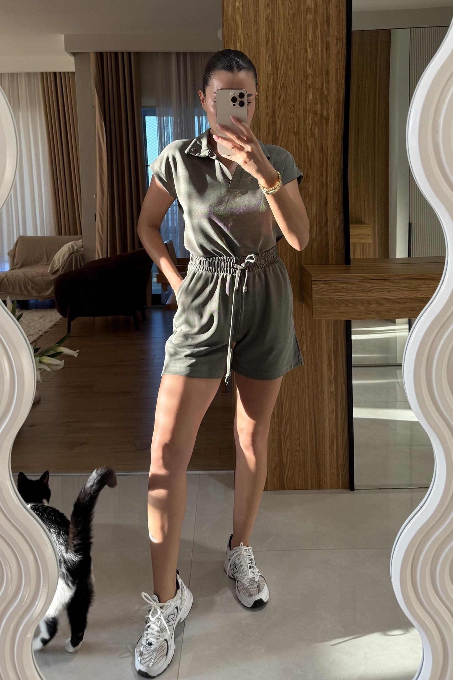 Renie Haki Pike Modal Şort Takım