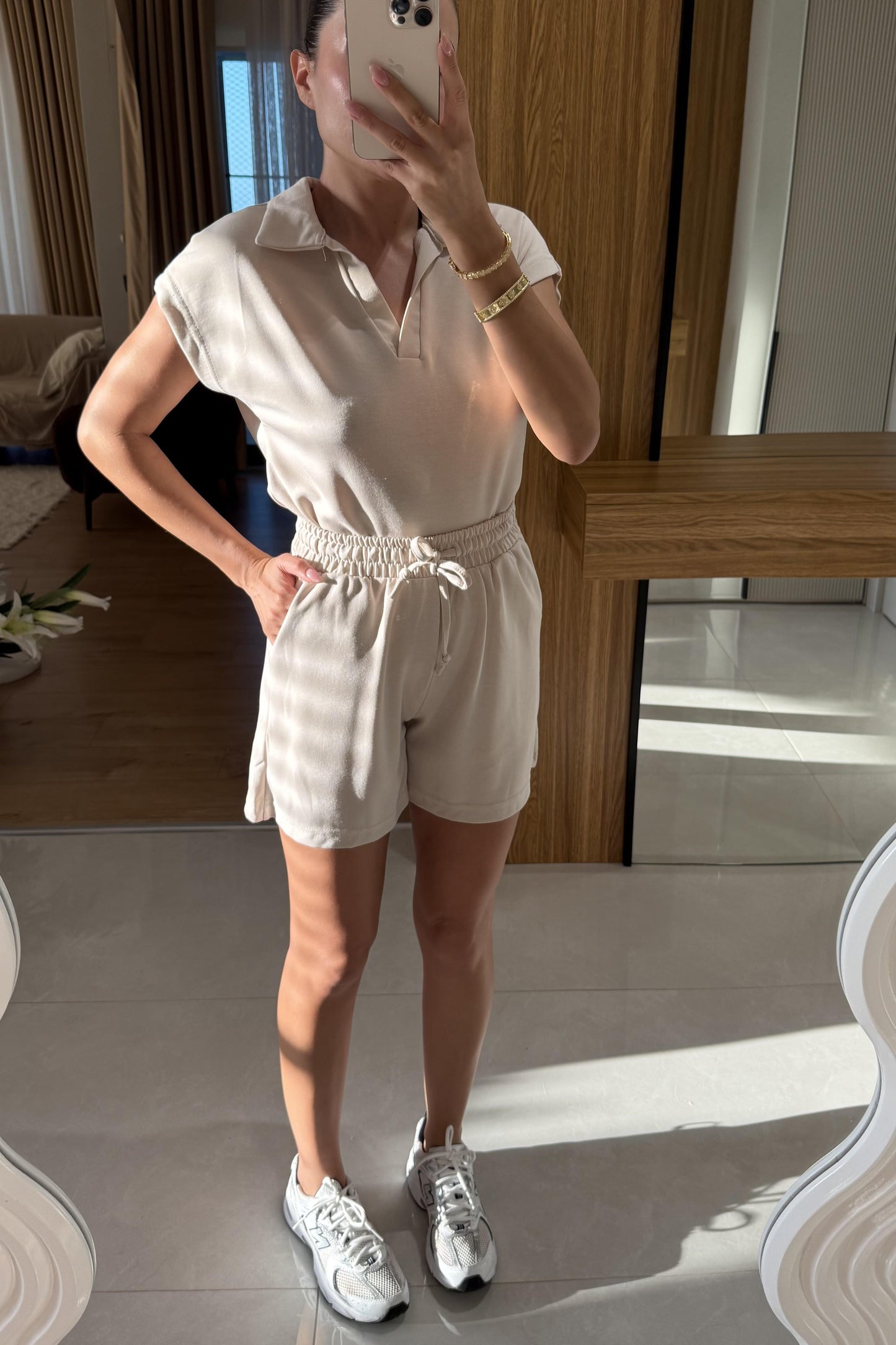 Renie Krem Pike Modal Şort Takım