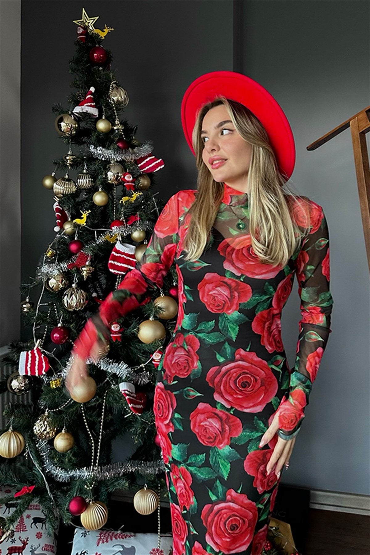 Roses tül kalem elbise