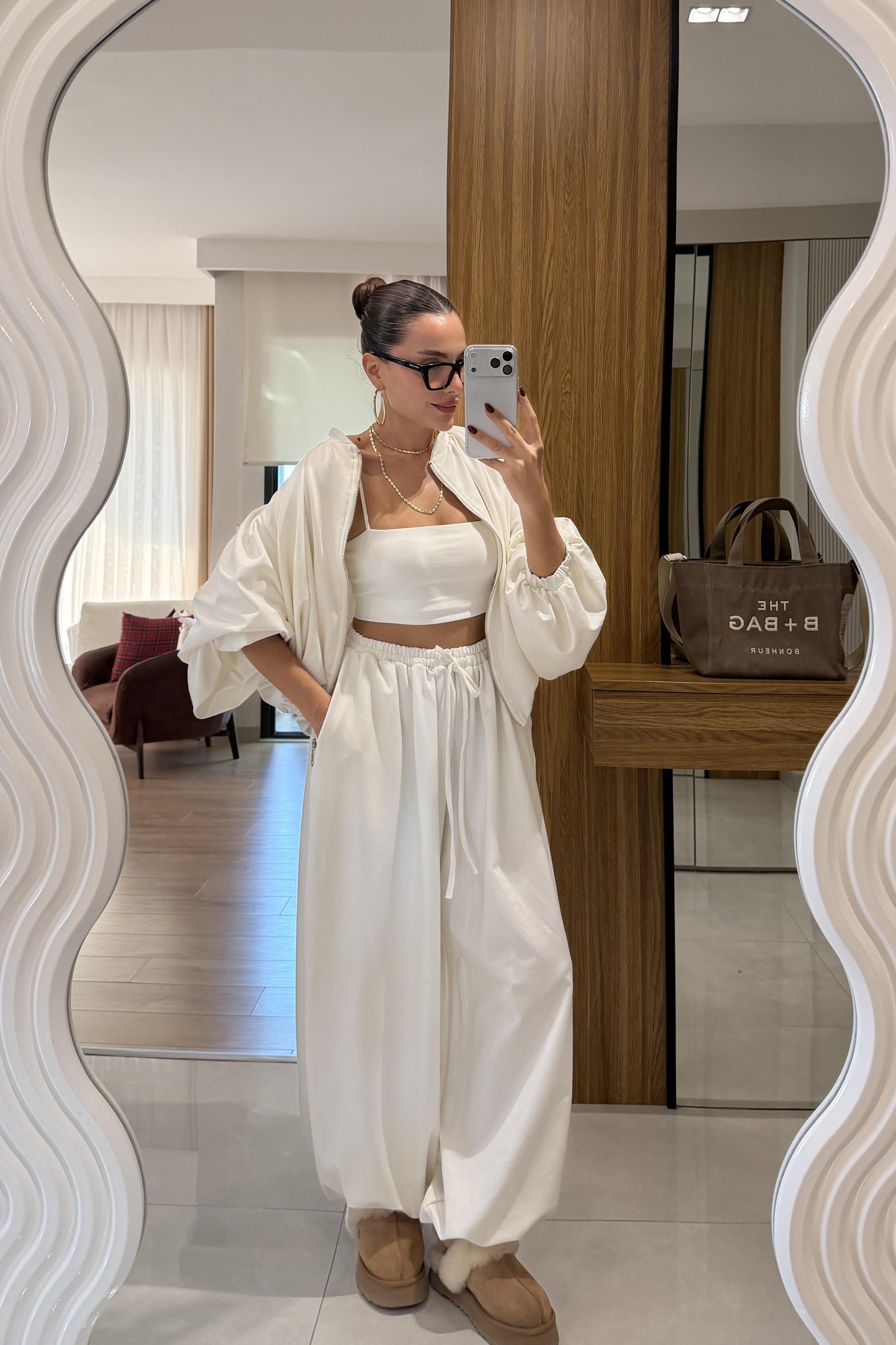 Rosia Beyaz Modal Şalvar Model Takım