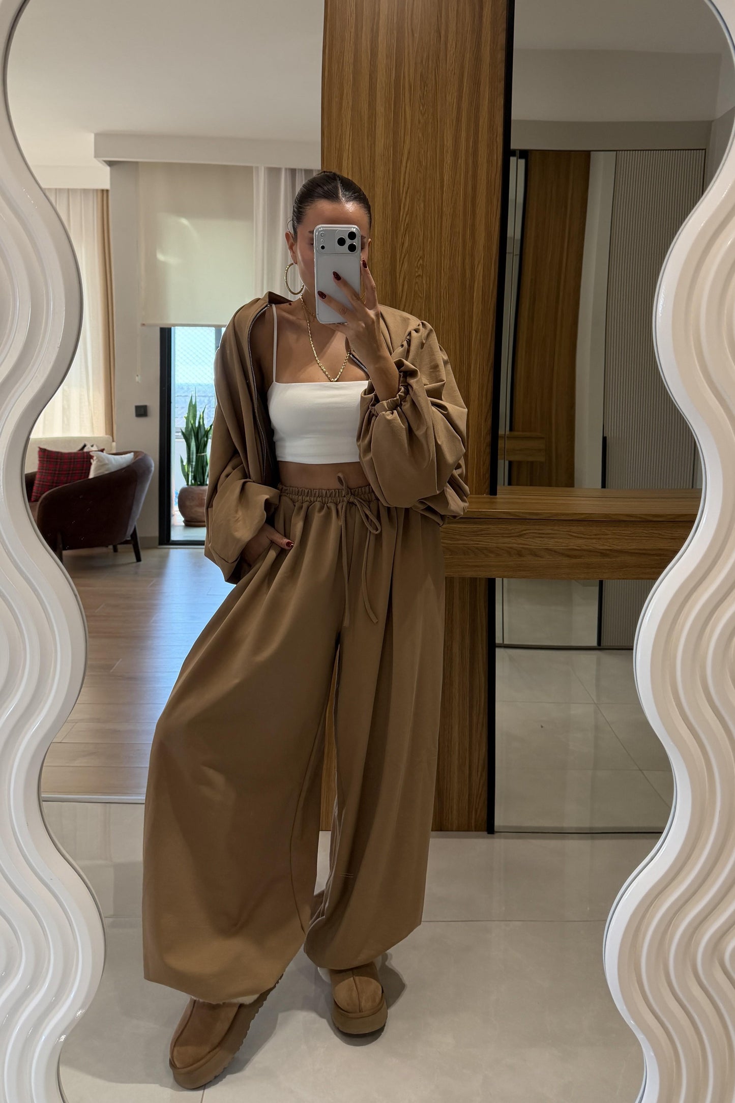Rosia Camel Modal Şalvar Model Takım