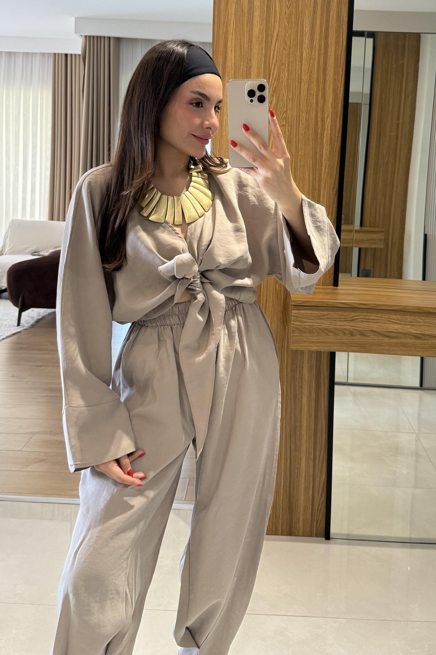 Ruffle Vizon Tensel Kemerli Takım