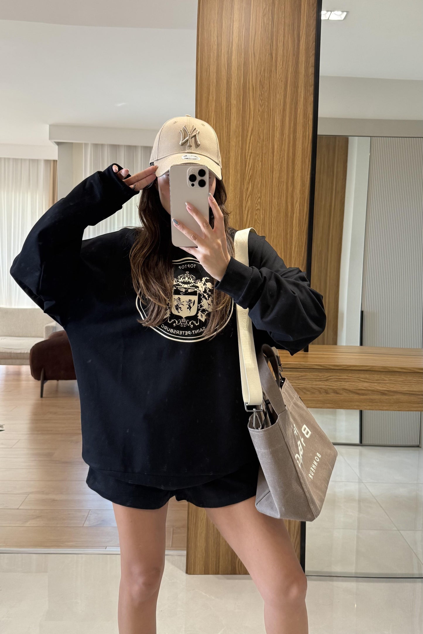 Saint Siyah Şort Sweat Spor İkili Takım