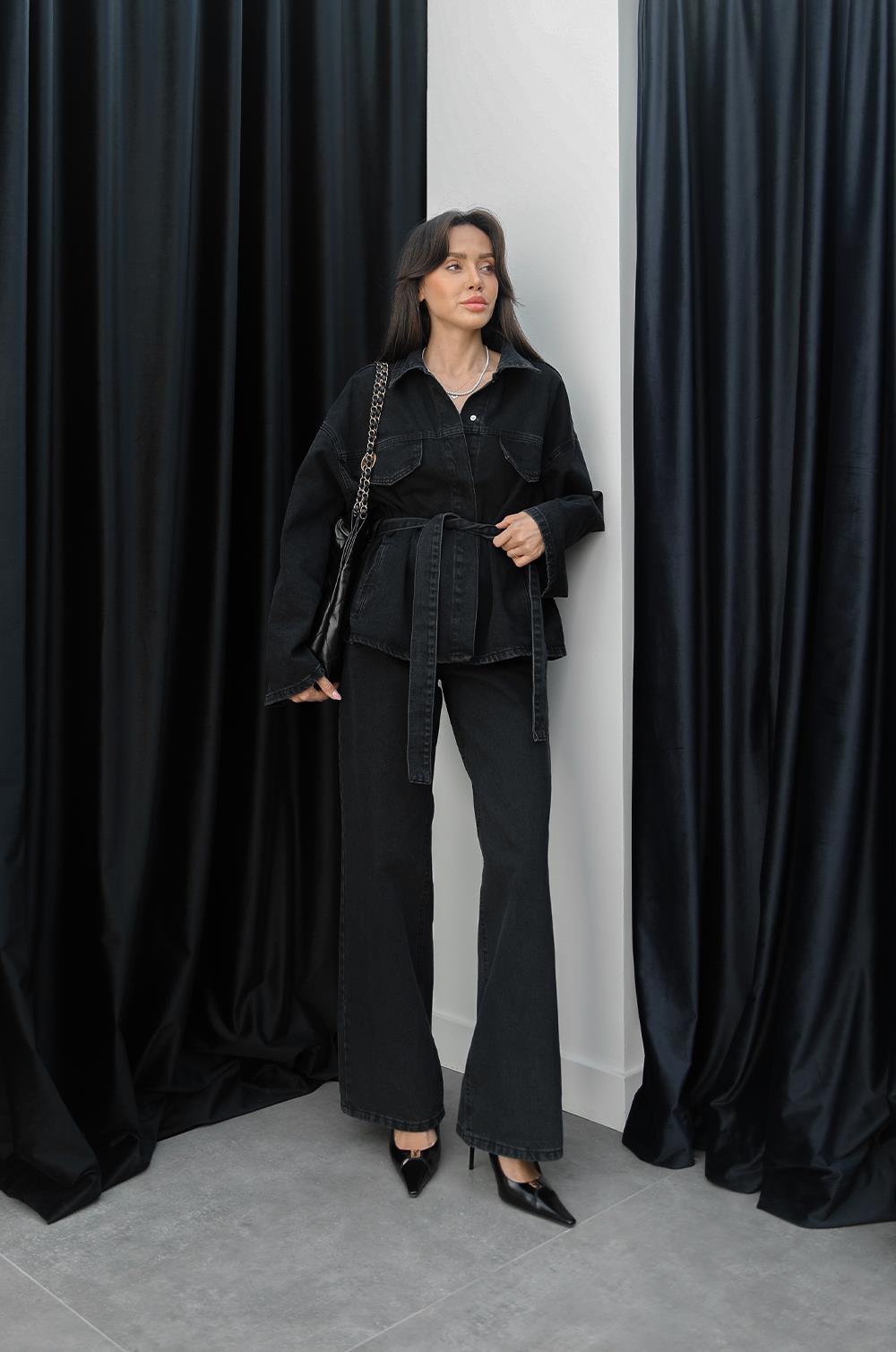 SIYAH YIKAMALI DENIM TAKIM