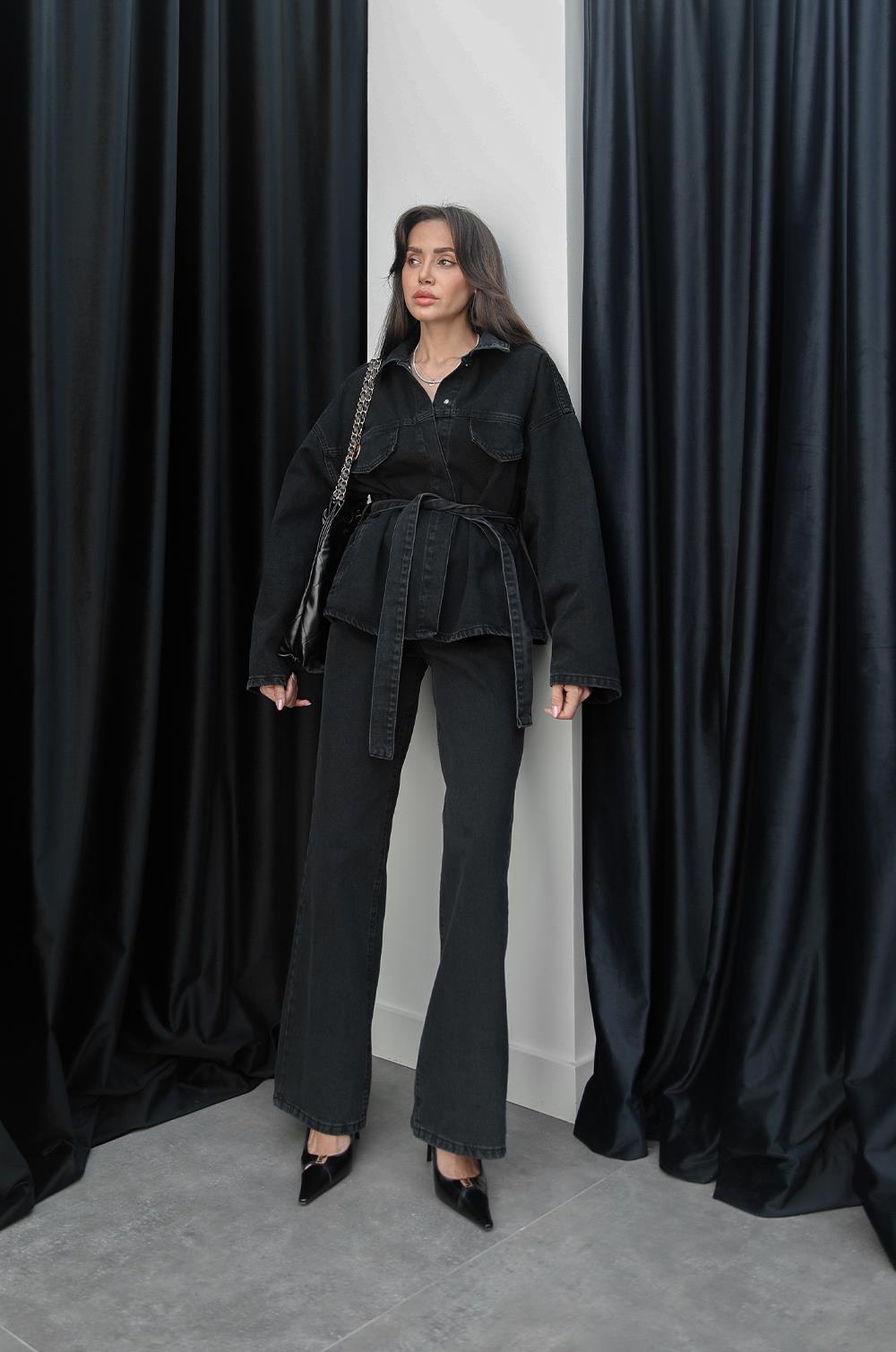 SIYAH YIKAMALI DENIM TAKIM