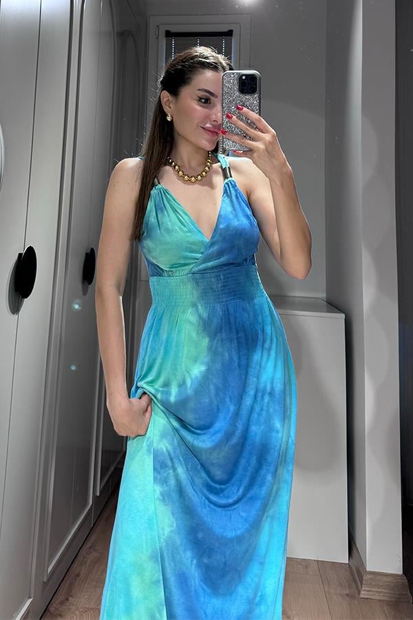 Suma Batik Desenli Kruvaze Elbise