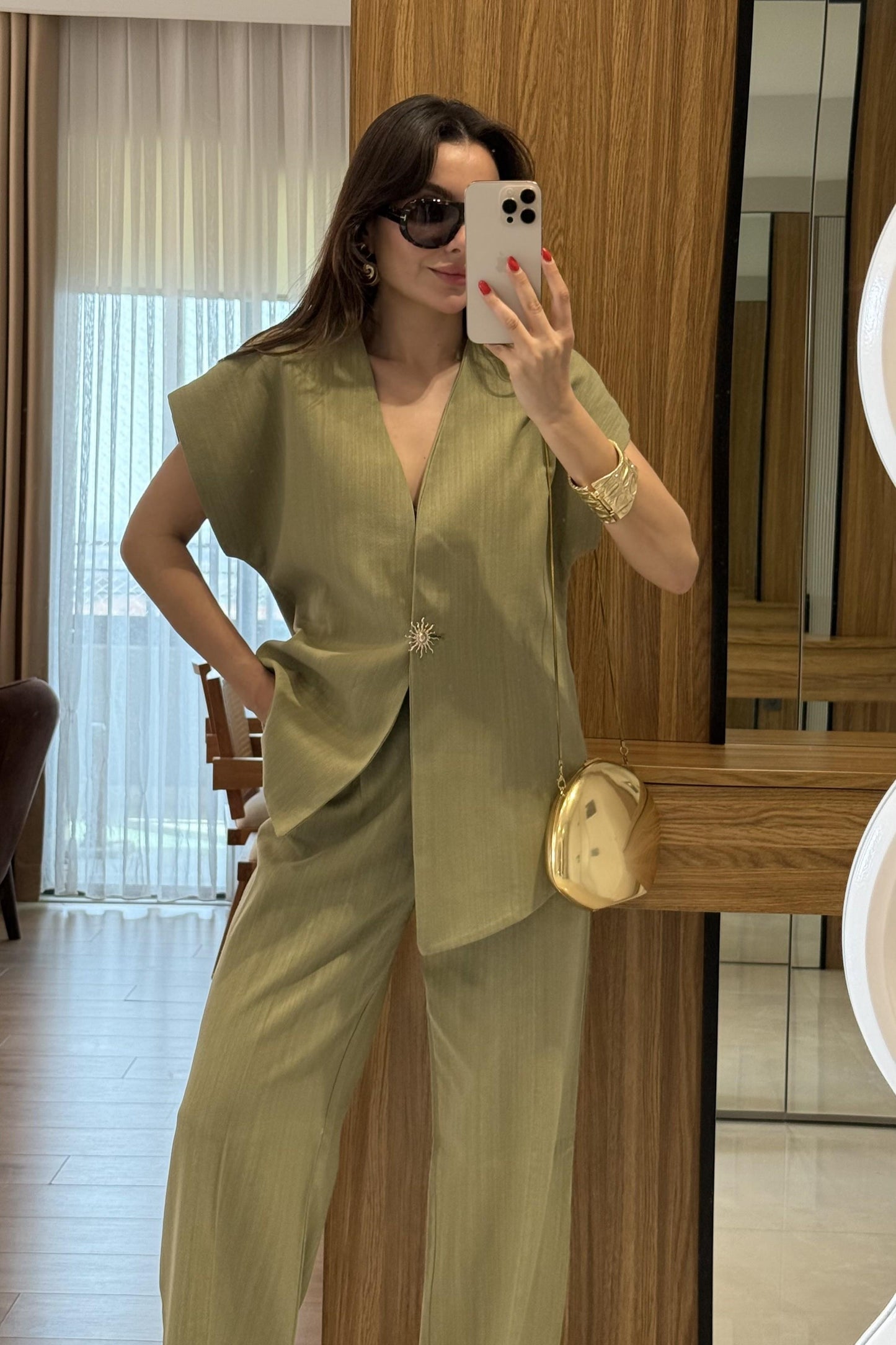 Sunlight Çağla Aksesuarlı Keten Takım