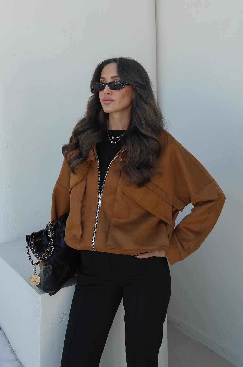 TABA CEP DETAYLI SÜET BOMBER CEKET