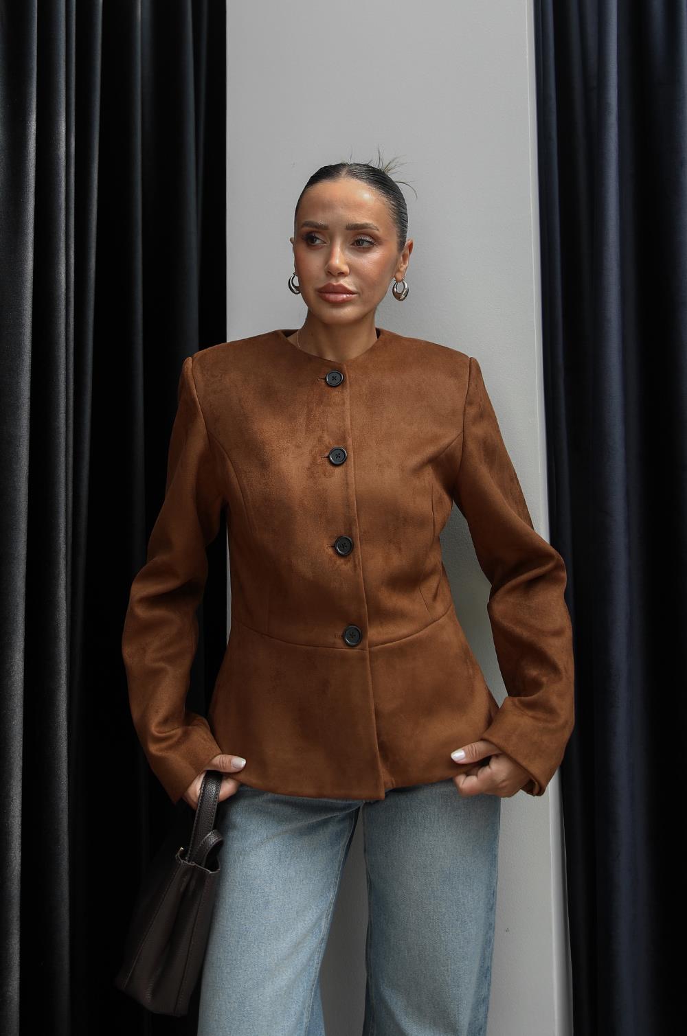 TABA PEPLUM KESIMLI SÜET CEKET