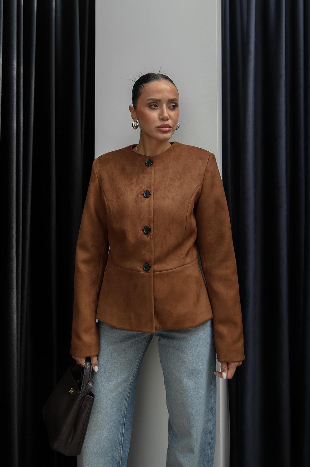 TABA PEPLUM KESIMLI SÜET CEKET