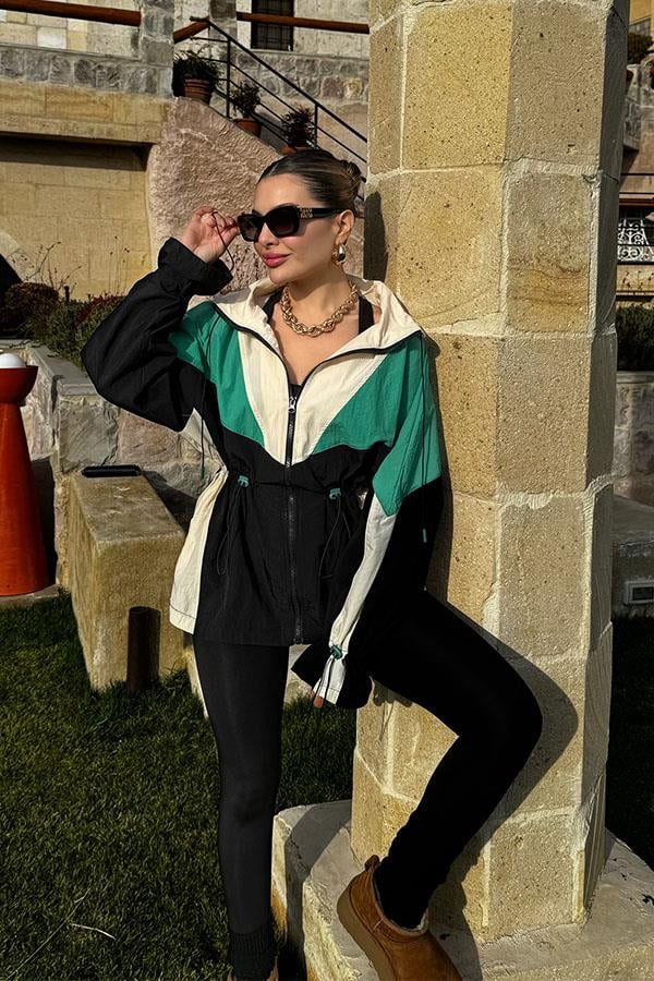 Tody Garnili Yarasa Yağmurluk - Yeşil