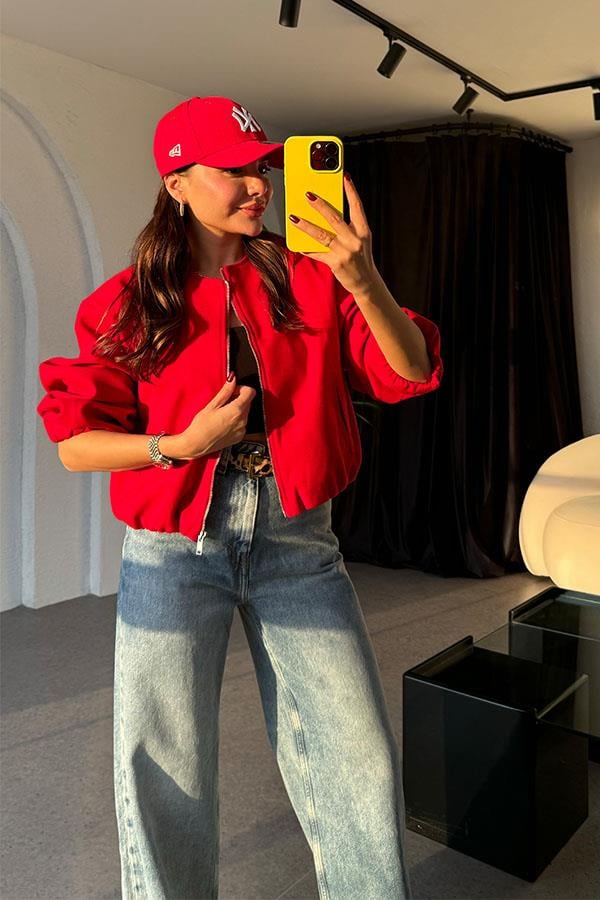 Turgeon Bomber Kırmızı Kaşe Ceket