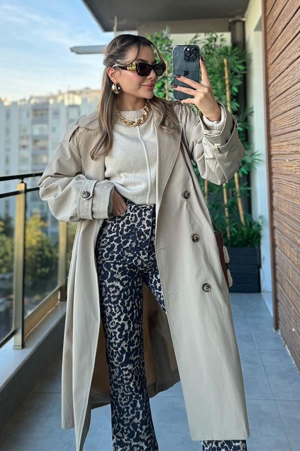 Vanity Kemerli Taş Rengi Trençkot