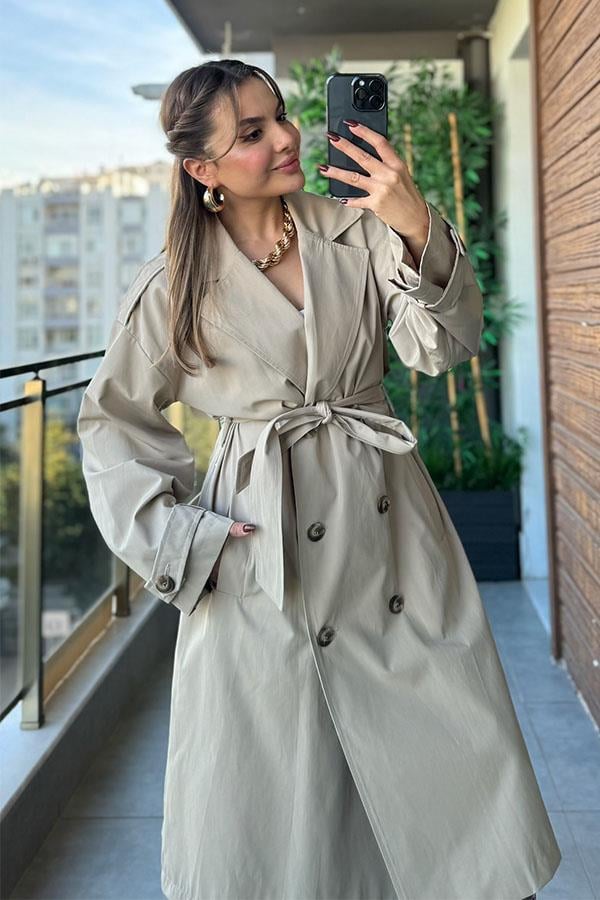 Vanity Kemerli Taş Rengi Trençkot
