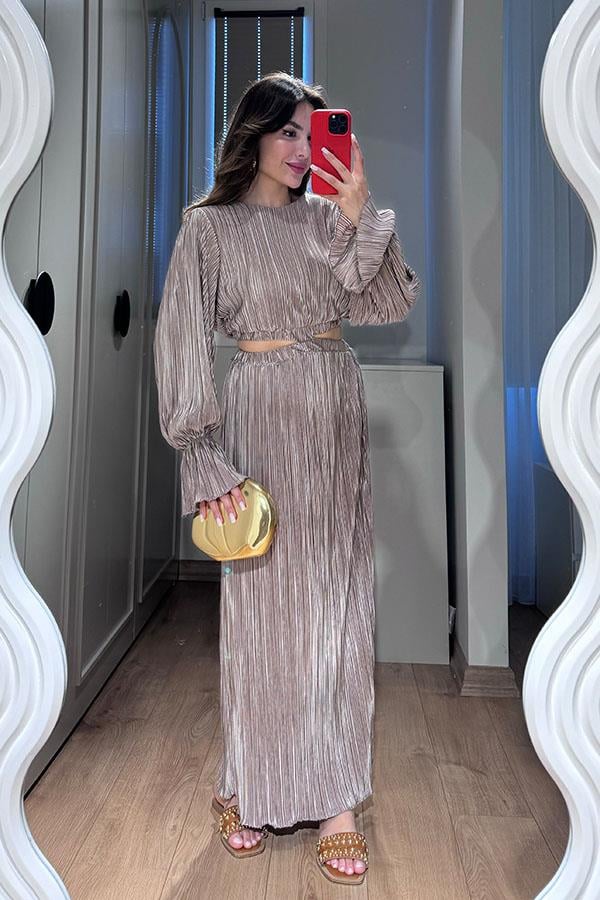 Vanni Kırinkıl Bel Dekolteli Elbise-Bronz