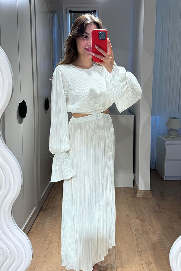 Vanni Kırinkıl Bel Dekolteli Elbise-Ekru