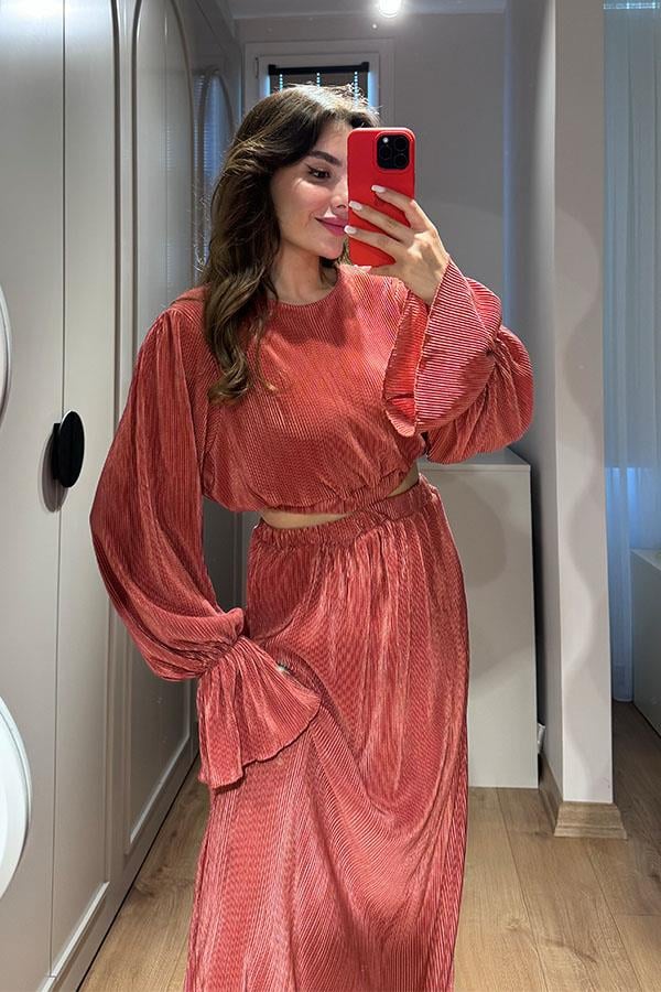 Vanni Kırinkıl Bel Dekolteli Elbise-Kiremit