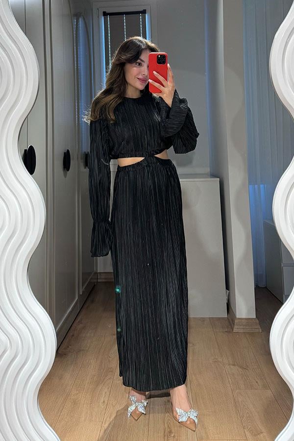 Vanni Kırinkıl Bel Dekolteli Elbise- Siyah