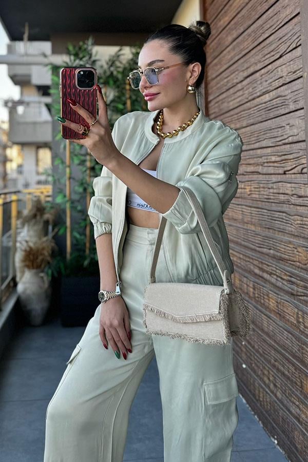 Veness Saten Bomber Ceketli Orjinal Takım