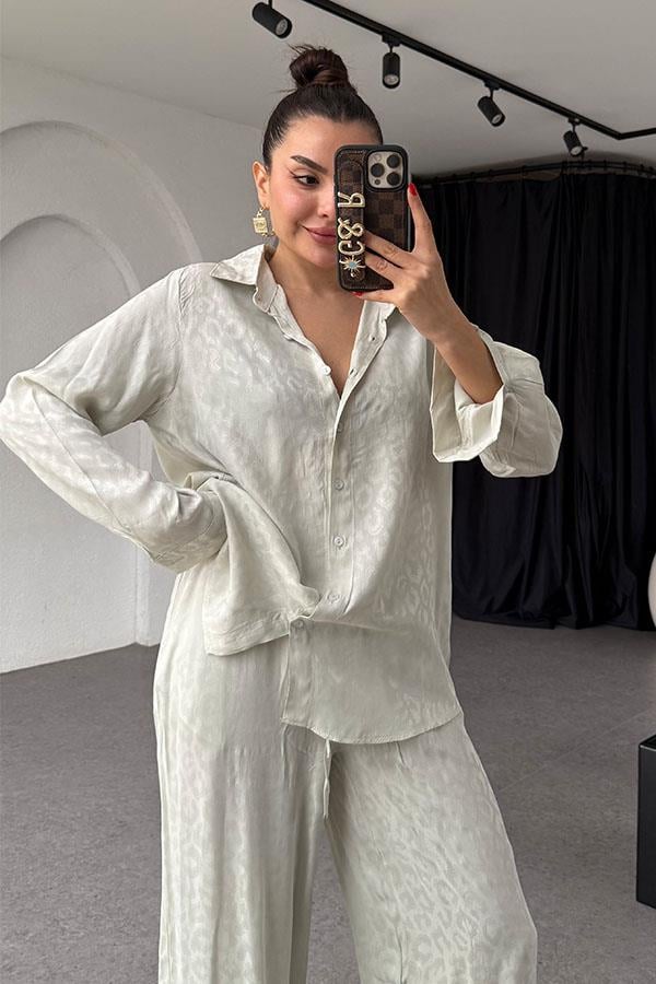 Ventura Ekru Saten Dokulu Takım