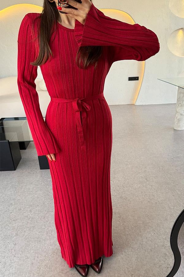 Vespa Bel Kuşaklı Kırmızı Elbise