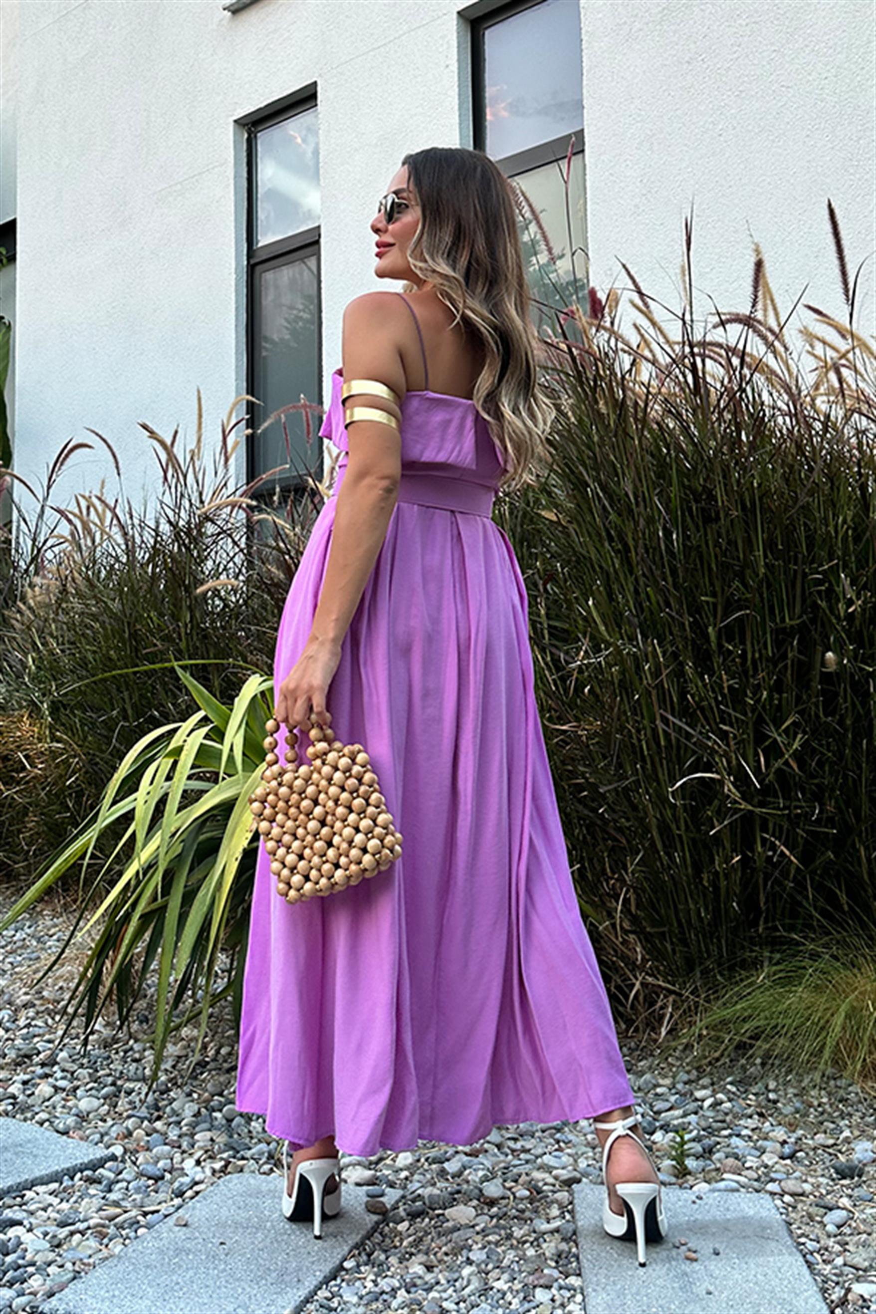 Vest pembe kemerli poplin premium elbise