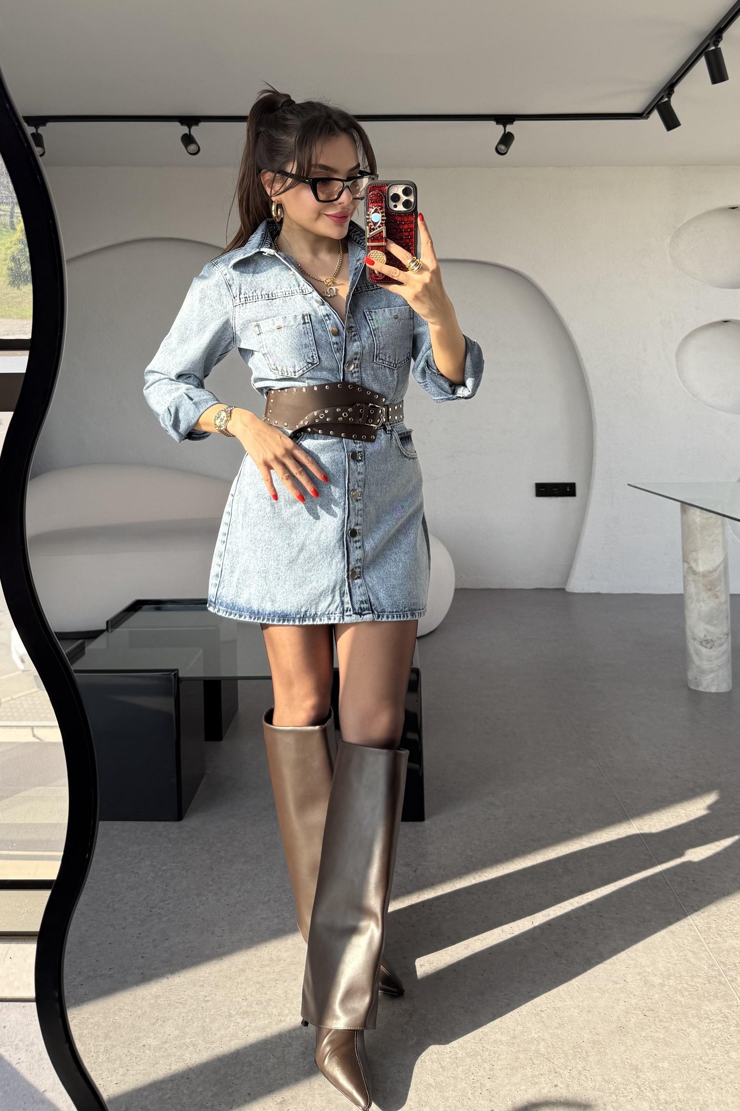 Victoria Lightblue Mini Jean Elbise