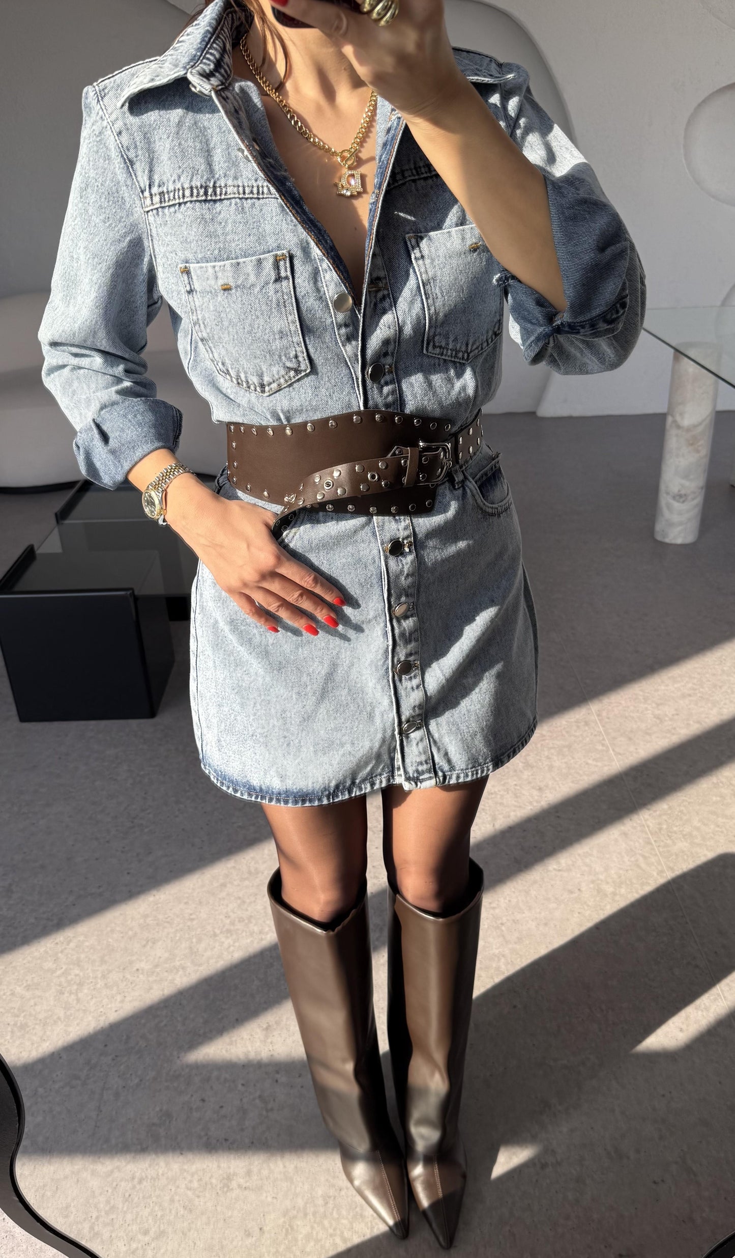 Victoria Lightblue Mini Jean Elbise