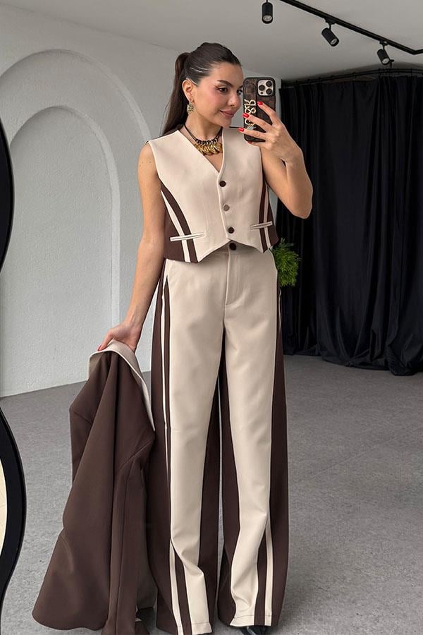 Viennna Kahve-Krem Premium Üçlü Takım