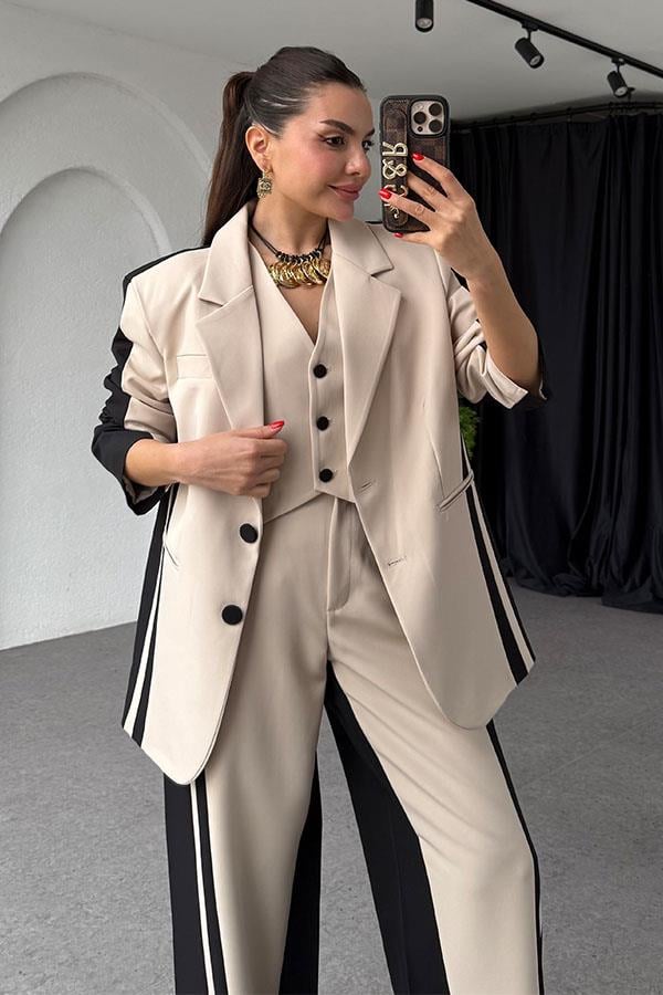 Viennna Siyah-Krem Premium Üçlü Takım