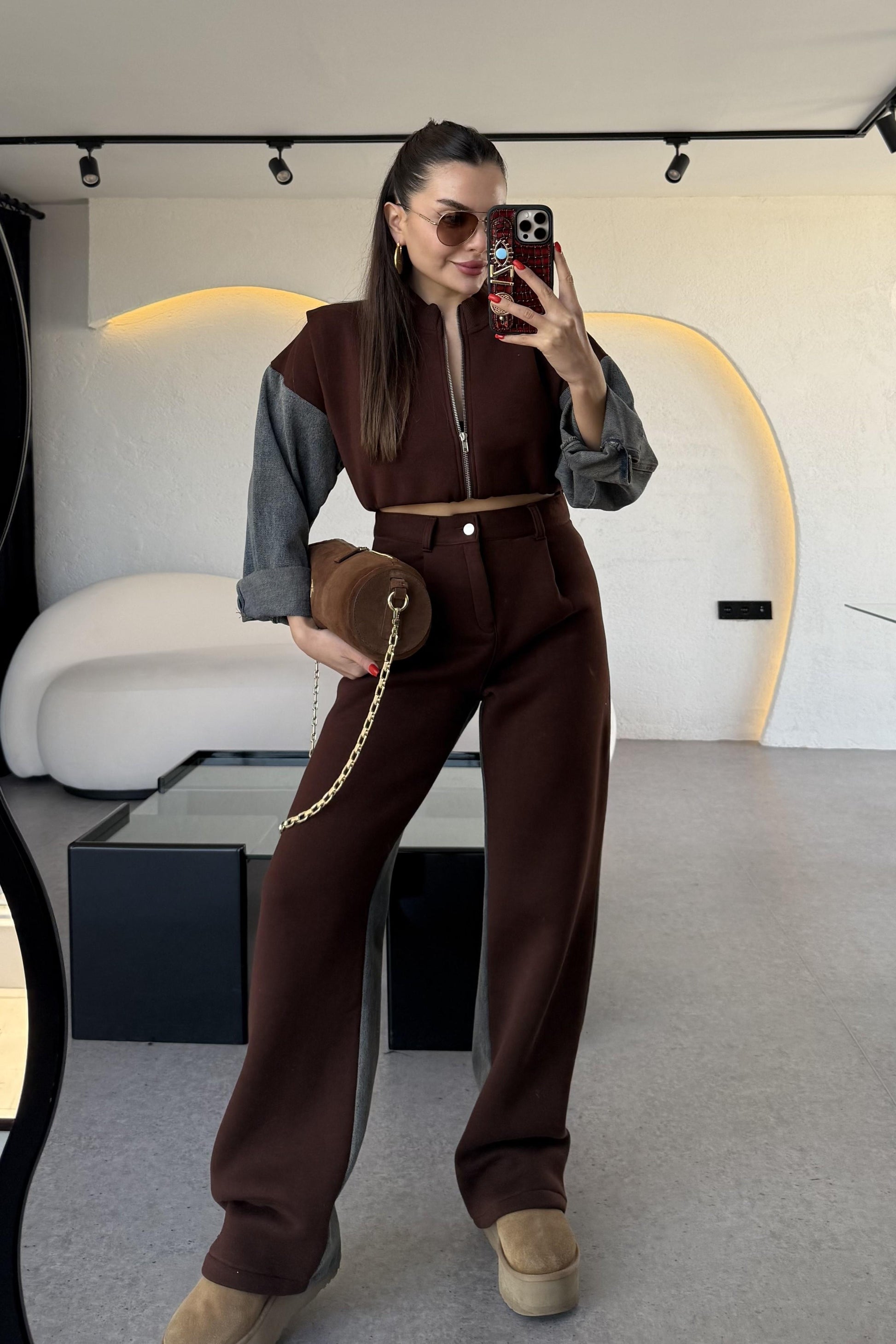 Vierce Kot Karışımlı Acı Kahve Şardonlu Takım