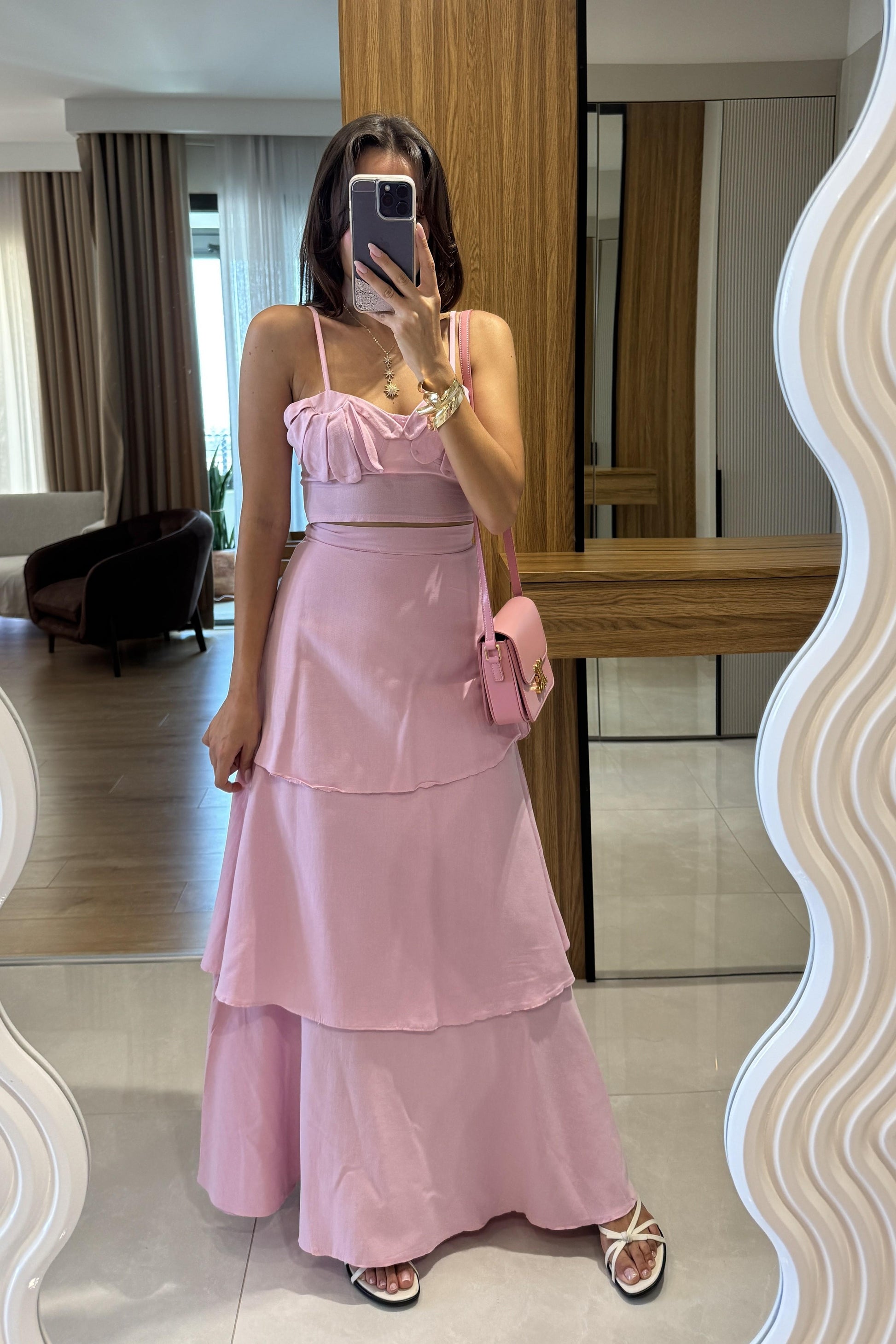 Vietnam Kat Etekli Pembe İkili Takım