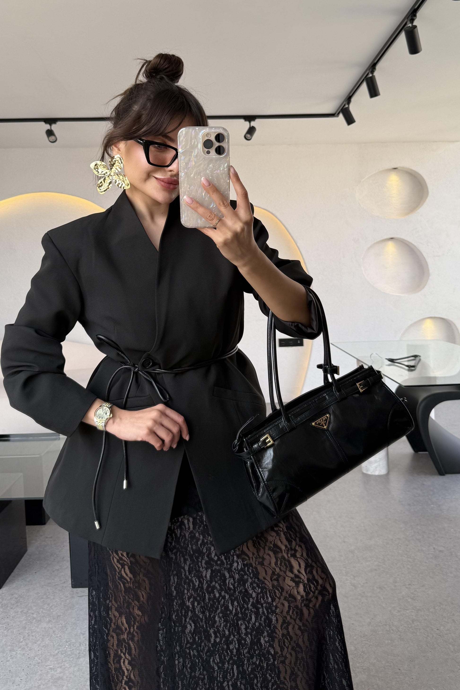 Visha Üçlü Dantel Kombinli Blazer Takım