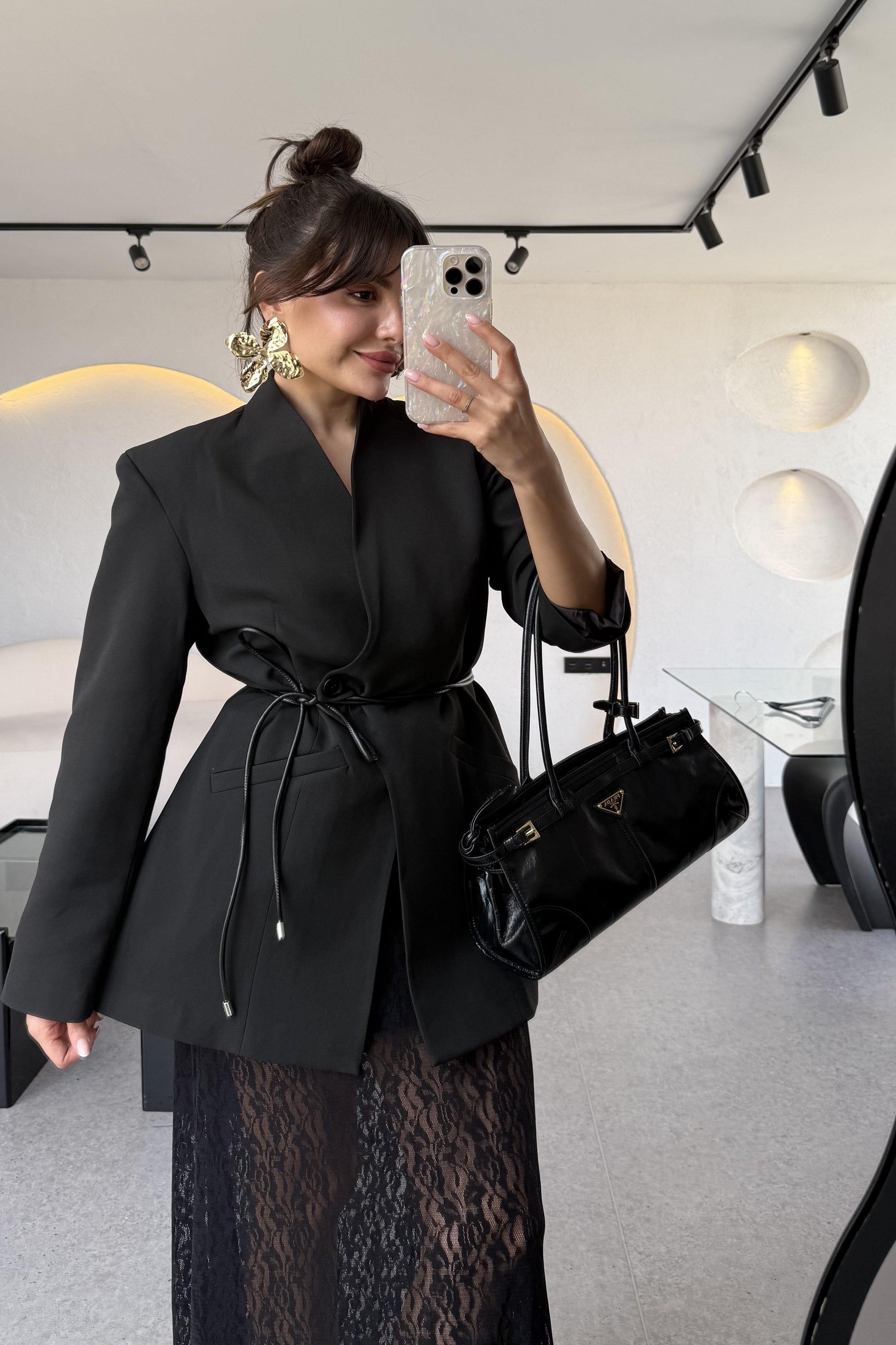 Visha Üçlü Dantel Kombinli Blazer Takım