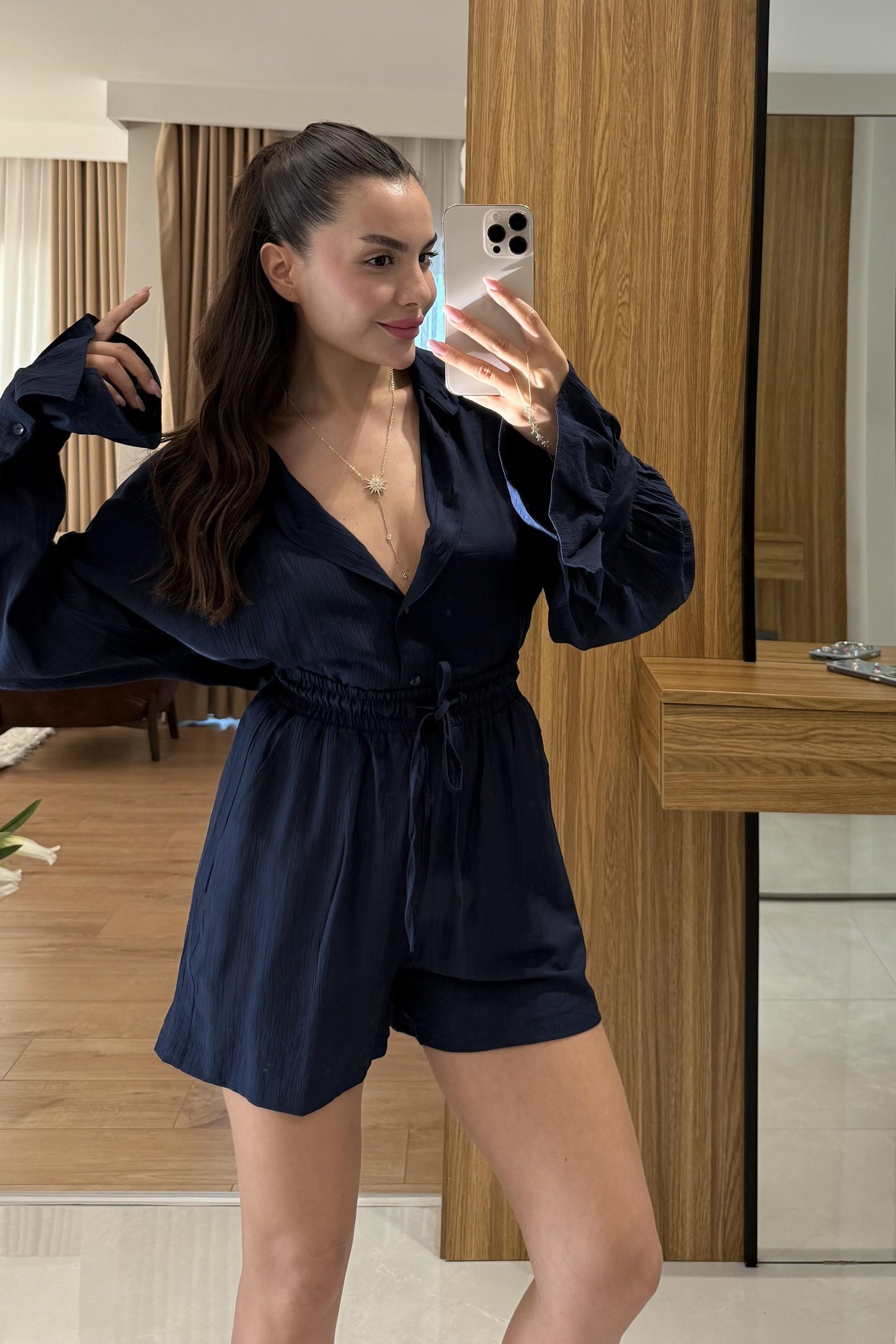 Vitoria Lacivert İspanyol Kol Şortlu Takım