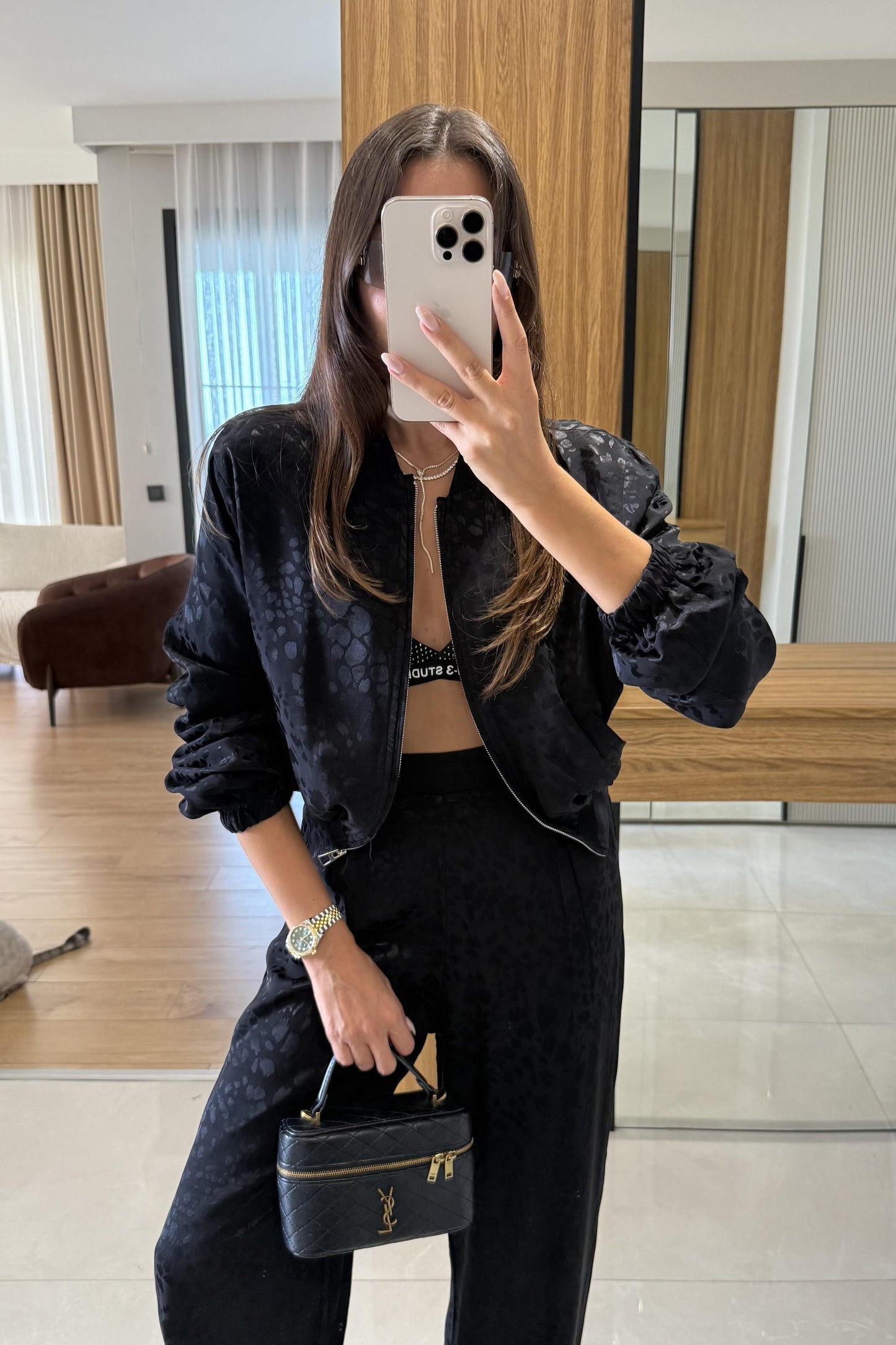 Vittoria Siyah Saten Ceket