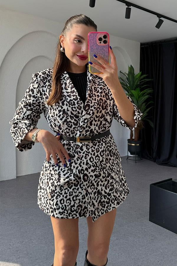 Voca Leopar Blazer Ceket