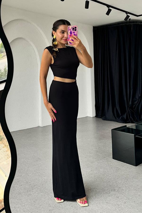 Wanda Bel Dekolteli Kalem Elbise